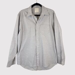 Billy Reid Mens Button Up Shirt Gray Standard Cut Polka Dots Long Sleeve Large